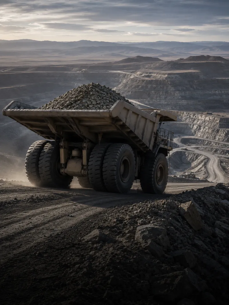 Camión minero de extracción en una mina a rajo abierto